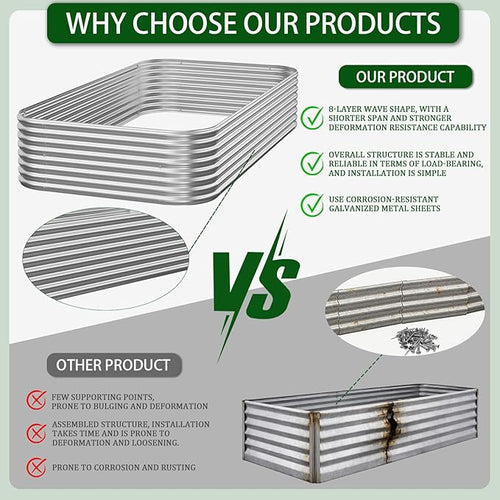 4 PCS 4x2ft Galvanized Raised Garden Bed Outdoor, Metal Garden Bed - Image 2
