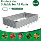 Vengarus 8x4x1FT Galvanized Raised Garden Bed Kit, Outdoor Metal Planter Box - Image 2