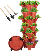 GameXcel Vertical Planter 7 Tier Stackable Planters Garden Planters Strawberry by GameXcel