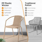 VINGLI PE Rattan Outdoor Dining Chairs Set of 4, Plastic Stackable Patio Chairs - Image 6