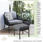 2 Pieces Outdoor Ottomans for Patio, No-Assembly Aluminum Outdoor Patio - Image 8