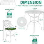 VIVIJASON 5-Piece Patio Swivel Bar Stools Set, All Weather Cast Aluminum - Image 6