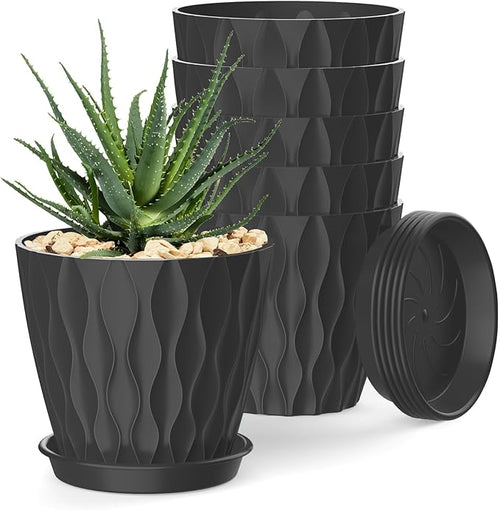4 Inch Plant Pots, 6 Pack Indoor Flower Pots, Planters by SQKH