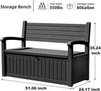 80 Gallon Outdoor Storage Bench Deck Box Waterproof Lockable, Outdoor Storage - Image 2