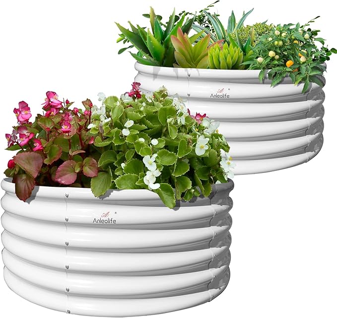 A ANLEOLIFE 2-Pack 4ft x 18” Tall Galvanized Raised Garden Beds Outdoor by AAnleolife