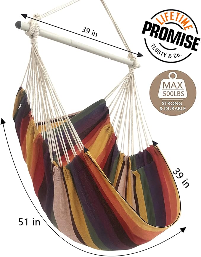 Miztli Hammock Chair with Hanging Chair Cover – Max 500 Lbs, Steel Spreader Bar - Image 5