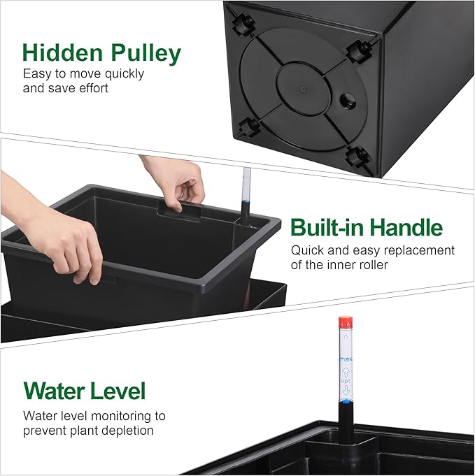 Garvee 30" Tall Planters Set of 2, Outdoor＆Indoor Black Planter Pots, High - Image 5