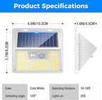 Peasur White Frame Solar Motion Sensor Lights Outdoor, 2 Packs 180LED Warm - Image 6
