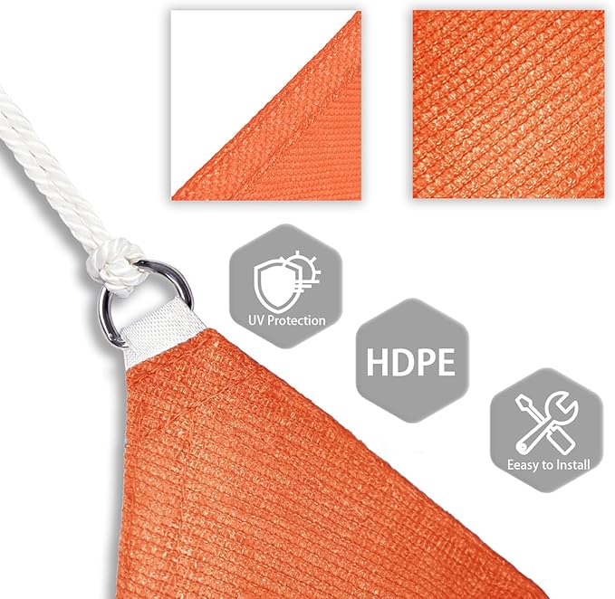 Patio Paradise 15' x 15' x 15' Sun Shade Sail Triangle Canopy Shade Cloth - Image 3