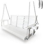 Wooden Porch Swing 3-Seater, High Backrest and Deep Seat, Bench Swing by FortuneCandy