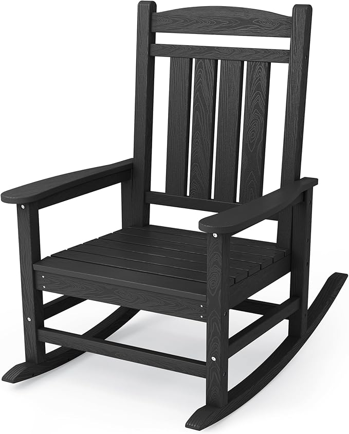 KINGYES HDPE Outdoor Rocking Chair, Widened Seat Patio Rocking Chair, Oversized by KINGYES