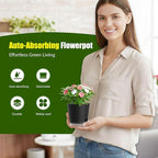 Plant Pots 5 Inch Self Watering Pots, 6 Pack Plastic Planters - Image 2