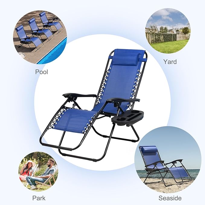 Nazhura Set of 2 Relaxing Recliners Patio Chairs Adjustable Steel Mesh Zero - Image 7