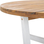 SAFAVIEH Outdoor Collection Leo Natural/White Solid Wood Round Coffee Table - Image 9