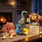 Solar Garden Statue Lights Loving Elephants Figurine - Image 5