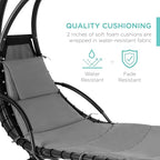 Best Choice Products Outdoor Hanging Curved Steel Chaise Lounge Chair Swing - Image 5