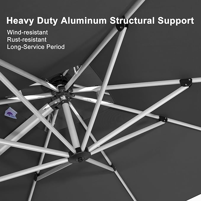 PURPLE LEAF 9' X 12' Patio Umbrella Outdoor Rectangle Umbrella Large Cantilever - Image 3