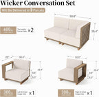 6 Pieces Patio Furniture Set, Outdoor Rattan Wicker Sectional Sofa - Image 8