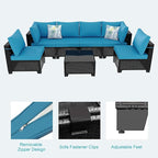 Outdoor Wicker Patio Furniture Set, Rattan Sectional Sofa Set - Image 5