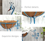 Metal Peacock Planter with Fiber Basket -Garden Bird Planters - Image 7