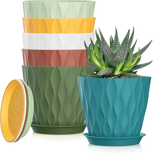 5 Inch Planter Pots, 6 Pack Indoor Planters, Small Flower Pots by SQKH