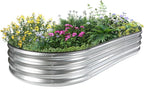 JERIA 6×3×1ft Oval Raised Garden Bed, Galvanized Raised Garden Bed Kit Outdoor by JERIA