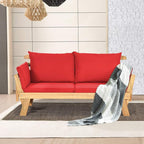 Tangkula Convertible Acacia Wood Patio Couch Sofa Bed - Image 5