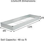 12x4x1ft Galvanized Raised Garden Bed, Outdoor Planter Box Metal Patio Kit - Image 2