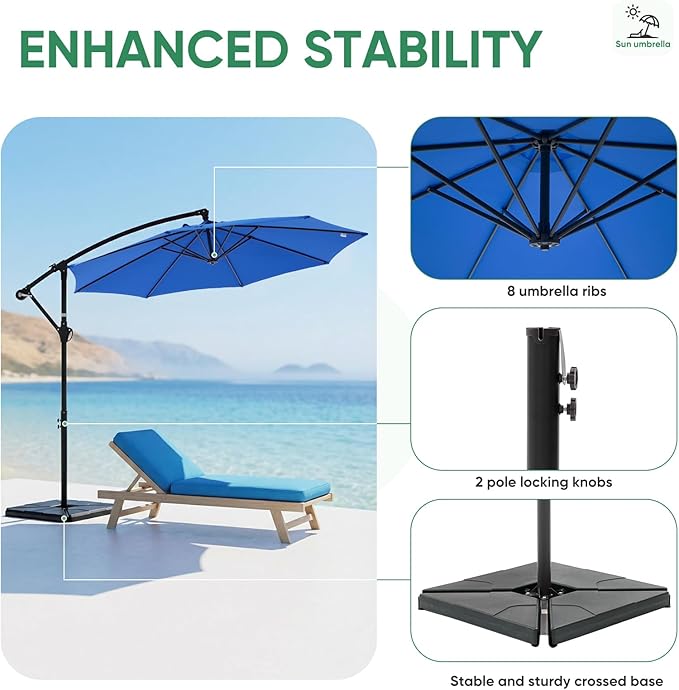 NEWBULIG 10FT Patio Umbrella, Offset Cantilever Outdoor Patio Table Umbrella - Image 4