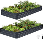 INNO STAGE 2 Pcs 8×4×1ft Galvanized Raised Garden Bed Kit, Galvanized Planter by INNOSTAGE
