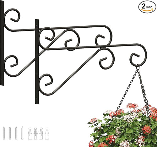 2 Pack 16 Inch Plant Hangers Outdoor Bracket, Indoor Wall Mount Metal Heavy by PROWORX