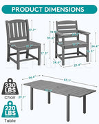 SERWALL 7-Piece Outdoor Dining Set, All Weather HDPE Outdoor Furniture Set - Image 2