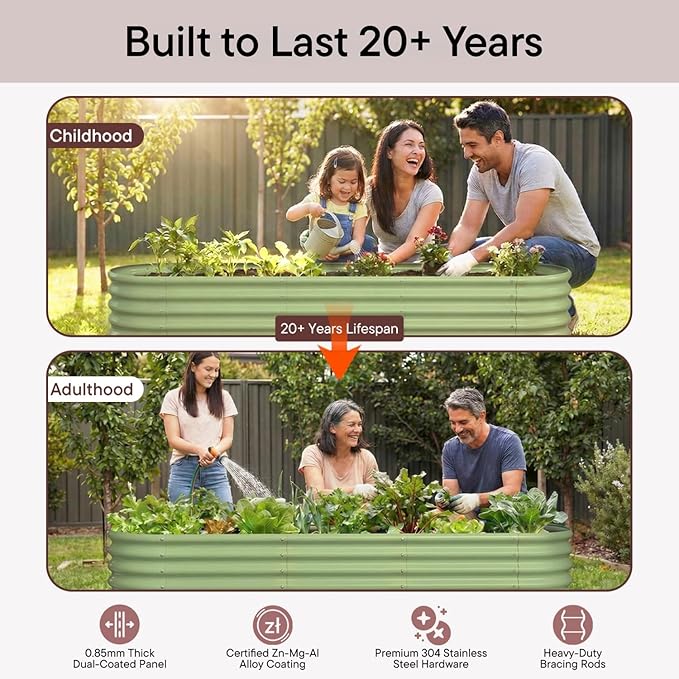 2-Pack Galvanized Raised Garden Bed 8x4x1.5 | 10x2x1.5 ft, Modular Raised - Image 7