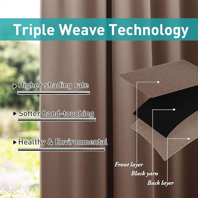 NICETOWN Outdoor Curtainss for Patio Waterproof, Self-Stick Tab Top Blackout - Image 5