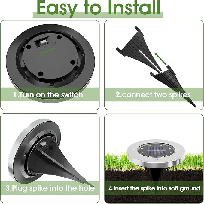 INCX 4.6 inch Solar Lights Outdoor Waterproof, 16 Pack Solor Ground Light - Image 5