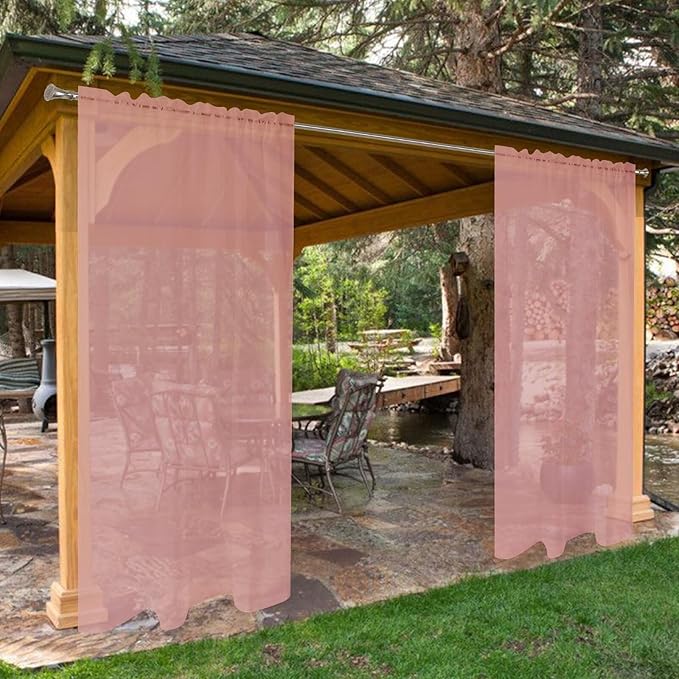 SpaceDresser Waterproof Outdoor Sheer Curtains by SpaceDresser