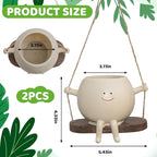 2 Pcs Swing Hanging Planters for Indoor Plants Swinging Plant Pot Face Hanging - Image 6