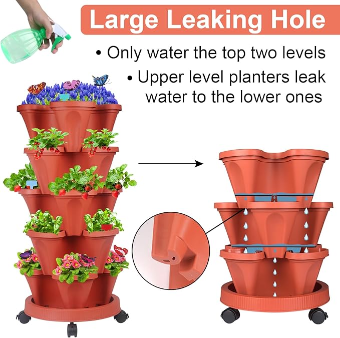 GameXcel Vertical Planter, 5 Tier Stackable Strawberry Planter - Image 2