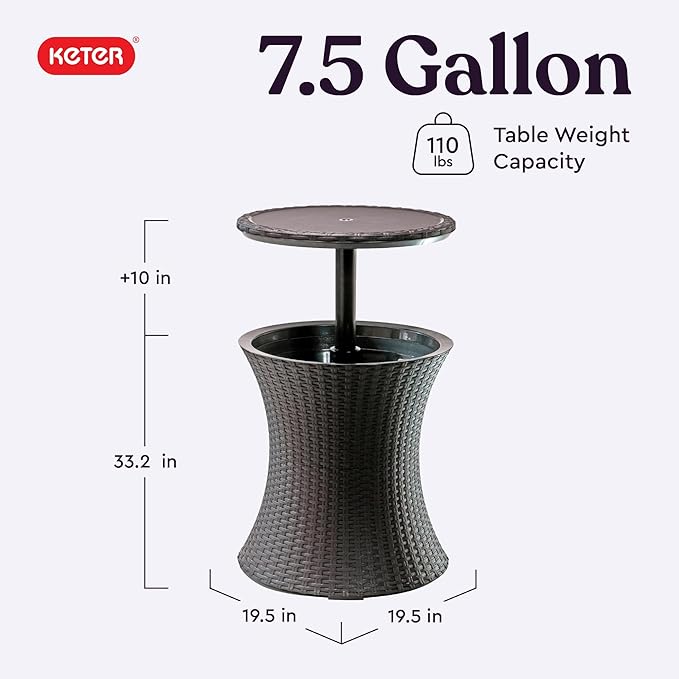 Keter Pacific Cool Bar Outdoor Patio Furniture and Hot Tub Side Table - Image 3