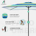 JEAREY 6.5x10 ft Rectangular Patio Umbrellas Rectangle Outdoor Umbrella - Image 7