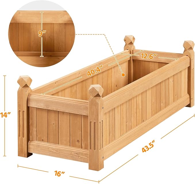 Yaheetech 43.5″ L × 16″ W × 14″ H Wooden Raised Garden Bed, Horticulture - Image 3