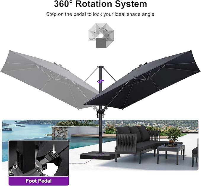 PURPLE LEAF 9.8' X 9.8' Tilting Patio Umbrella - Image 7