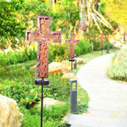 Solar Cross Garden Stake Lights 38inch Metal Outdoor Waterproof Memorial Garden - Image 5