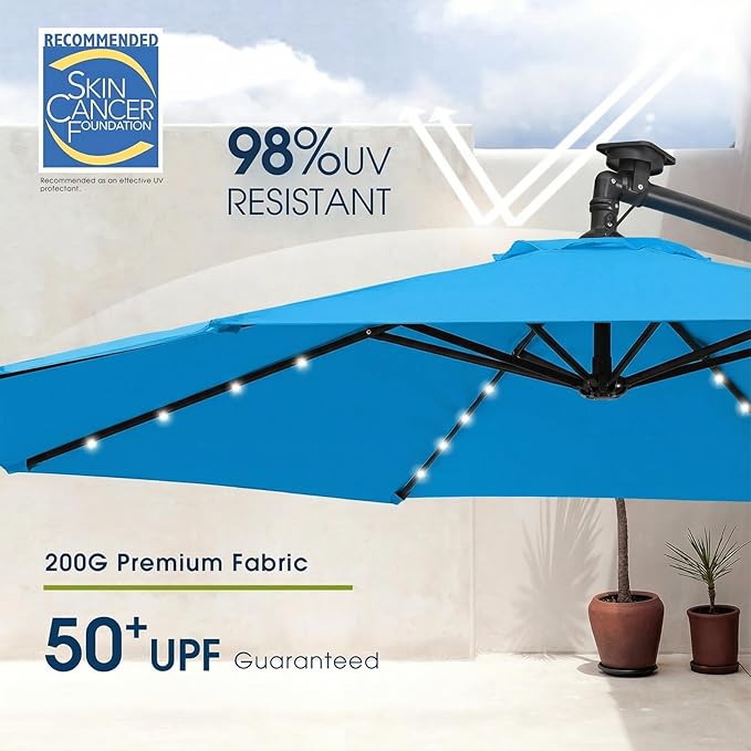 wikiwiki 10ft Solar LED Patio Umbrella - Image 4