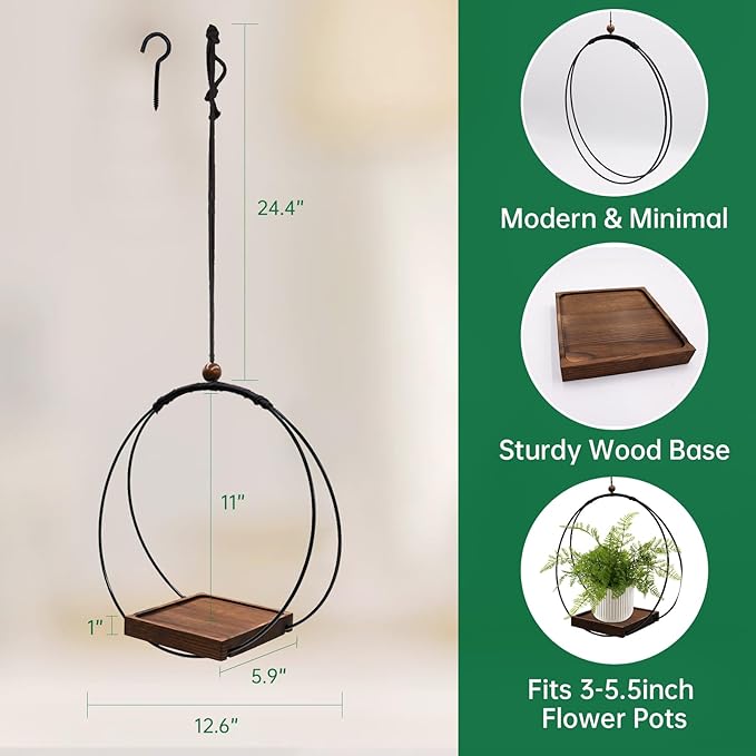 2 Pack Hanging Planter for Indoor Plants, Modern Boho Macrame Hanger, Wall - Image 2