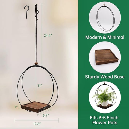 2 Pack Hanging Planter for Indoor Plants, Modern Boho Macrame Hanger, Wall - Image 2