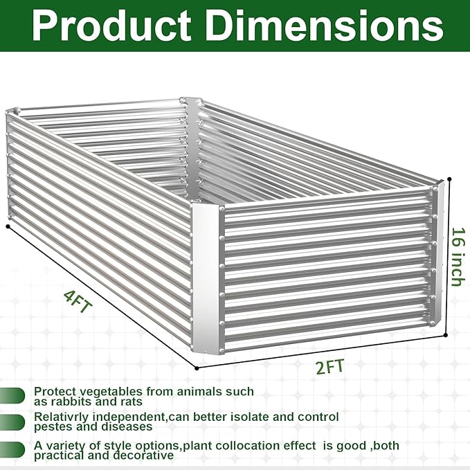 3 Pack Tall 4x2FT Raised Beds for Gardening, Corrugated Galvanized Steel Raised - Image 2