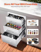 VEVOR Outdoor Kitchen Drawers 18.11" W x 23.23" D x 23.23" H, Triple-Access - Image 4