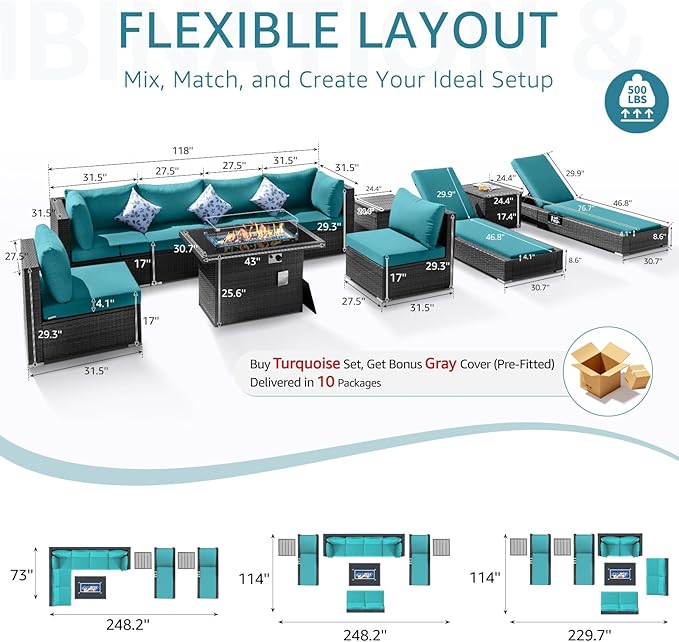 NICESOUL 11 Piece Patio Furniture Set - Image 3