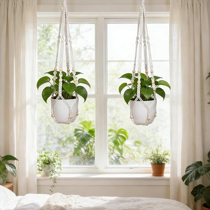 YIBOT Macrame Plant Hanger Indoor Outdoor, Heavy 20lb Planters, Extra Long - Image 6